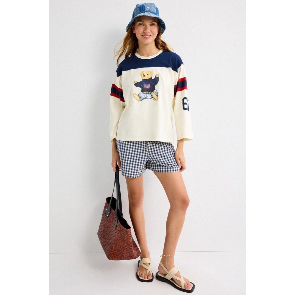 Polo Ralph Lauren Polo Bear Colorblock Long Sleeve Cotton Jersey Tee Shirt Small
